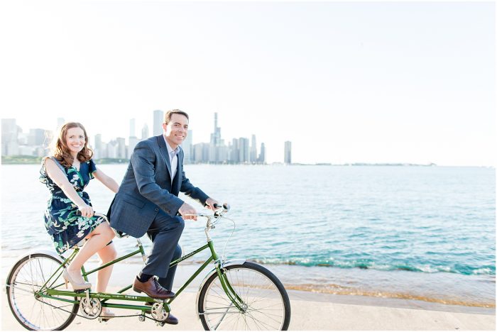 Spring Engagement in Chicago with Tandem Bicycle, Rachael Watson Photography