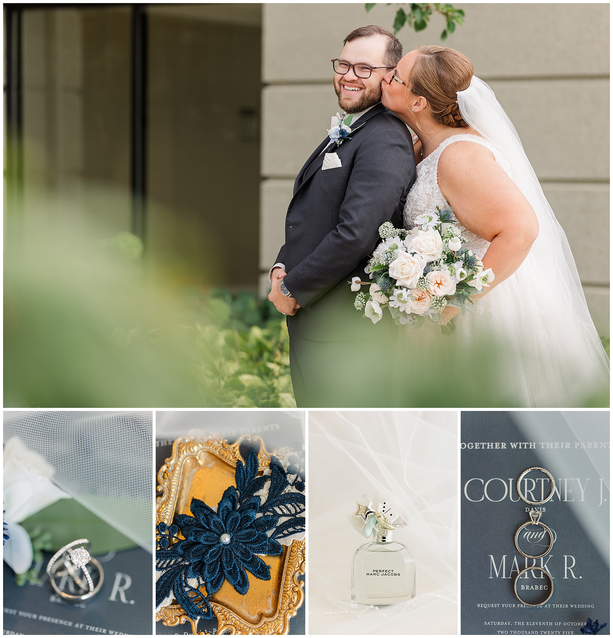 Bride and Groom on their wedding day at the Chicago Marriott Naperville. Photos by Rachael Watson, Chicagoland Wedding Photographer. Genuine, joyful & Unforgettable wedding & engagement images. RWP is located in Batavia, IL.