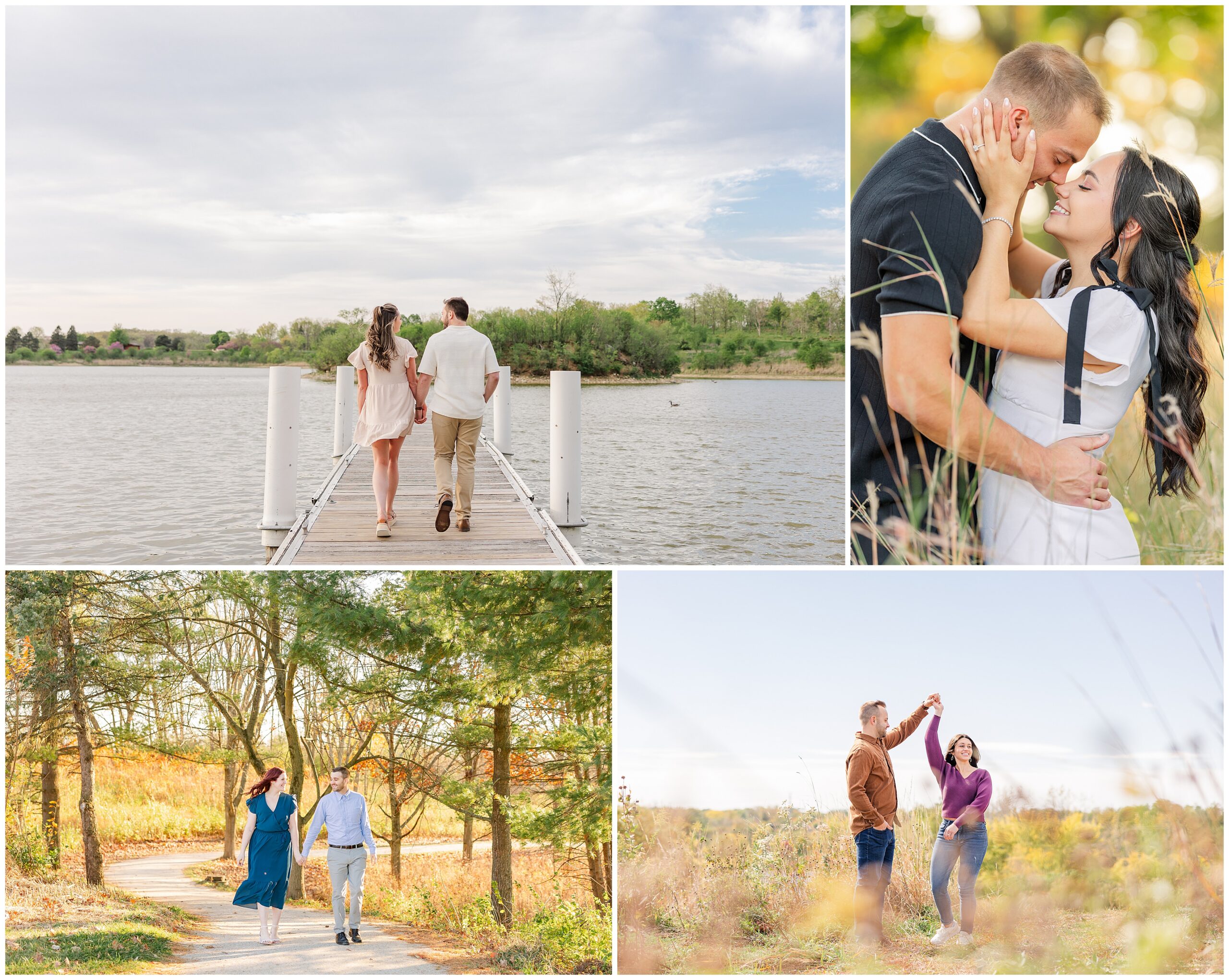 Engagement session by the lake at Blackwell Forest Preserve in Warrenville Illinois. Photos by Rachael Watson Photography Inc.